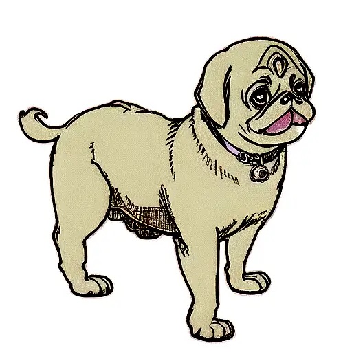 simple outline of a pug body made from braille tattoo design idea