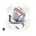 wound stiched up with baseball seams tattoo design idea
