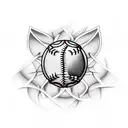 wound stiched up with baseball seams tattoo design idea