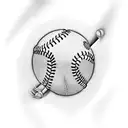 wound stiched up with baseball seams tattoo design idea