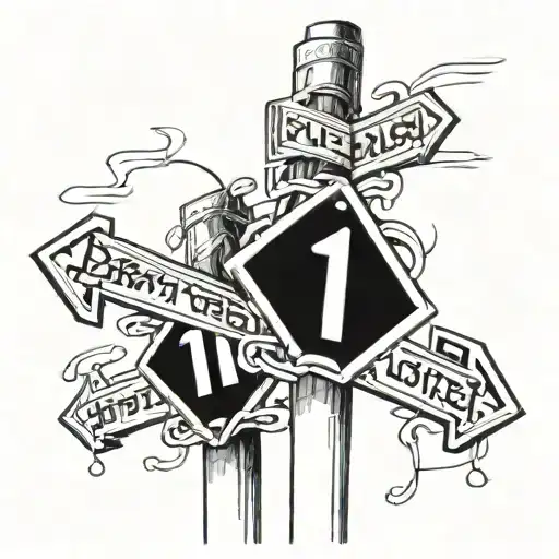 two Street sign intertwined tattoo design idea