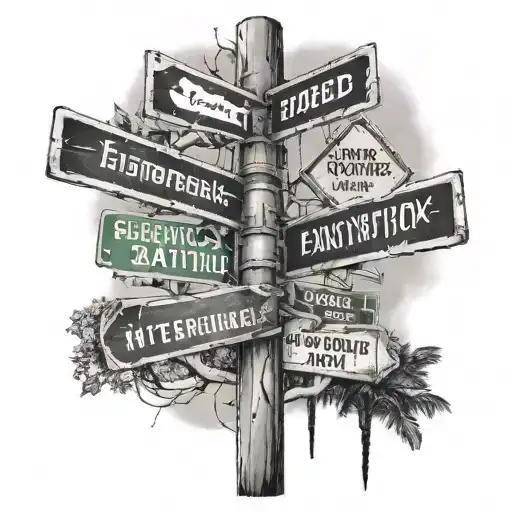 Street sign intertwined tattoo design idea