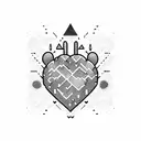 combine letter M, cactus, heart and danger tattoo design idea