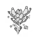 letter M, cactus, heart and danger tattoo design idea