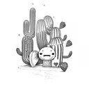 letter M, cactus, heart and danger tattoo design idea