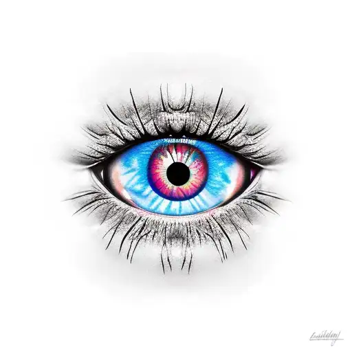 eye in the center of lips  tattoo design idea