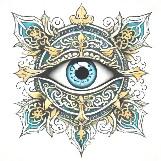 eye of pytheus and orthodox cross tattoo design idea