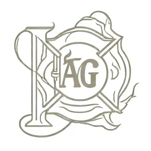 fire fighter symbol with initials ag tattoo design idea