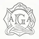 fire fighter symbol with initials ag tattoo design idea