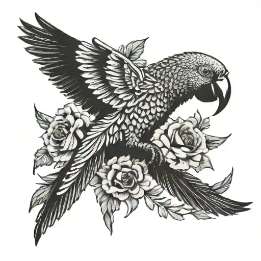 parrot and poodle tattoo design idea