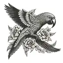 parrot and poodle tattoo design idea