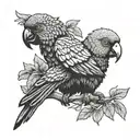 parrot and poodle tattoo design idea