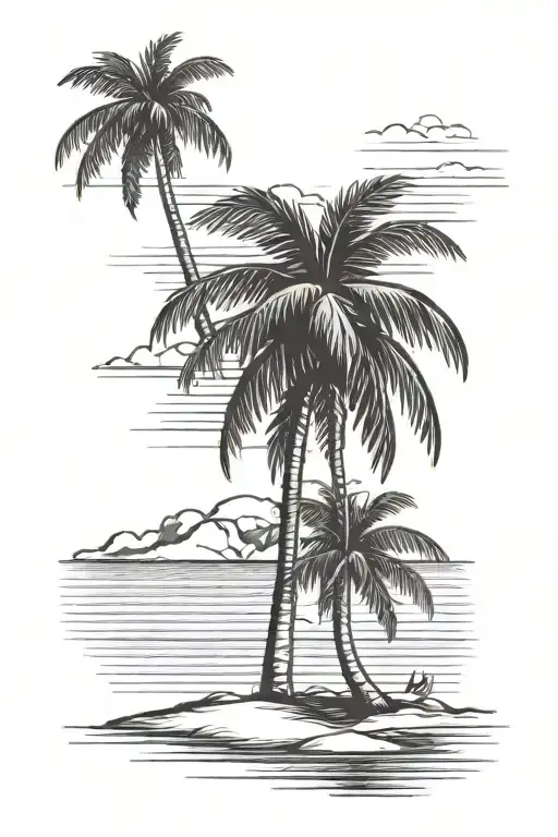 palm tree beach sunset, dominican republic flag tattoo design idea