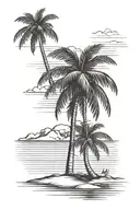 palm tree beach sunset, dominican republic flag tattoo design idea