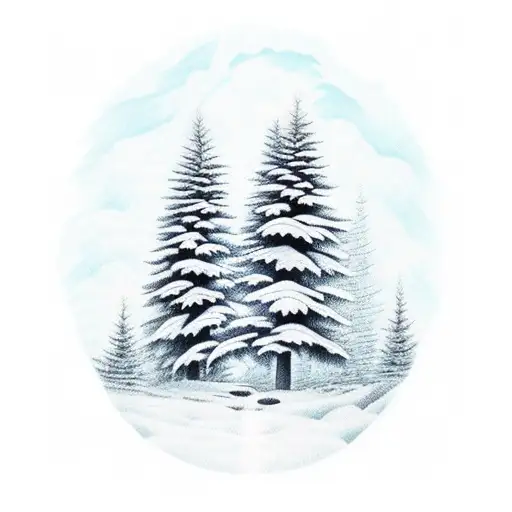 white pine and waterfall tattoo design idea