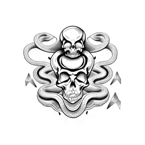 Snake and skull tattoo design idea