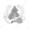 serotonin code whit tree minimalism tattoo design idea