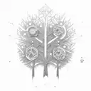 serotonin code whit tree minimalism tattoo design idea