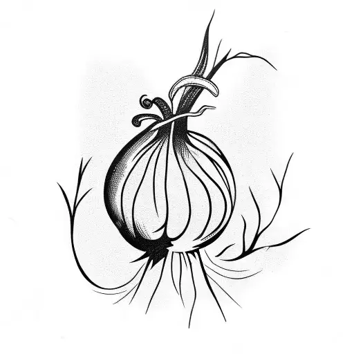 onion with roots and leaves  tattoo design idea
