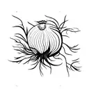 onion with roots and leaves in a fineline tattoo design idea