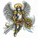 angels and the armor of God tattoo design idea