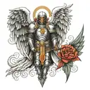 angels and the armor of God tattoo design idea