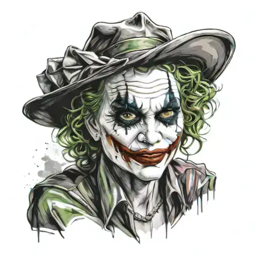 joker women posing tattoo design idea