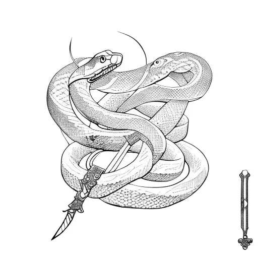 Snake with sword tattoo design idea
