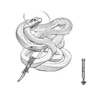Snake with sword tattoo design idea