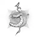 Snake with sword tattoo design idea