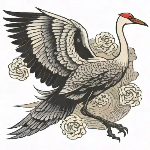 fine China crane flying tattoo design idea
