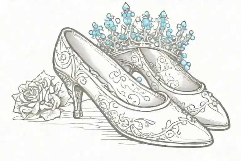 cinderella slipper with crown   tattoo design idea