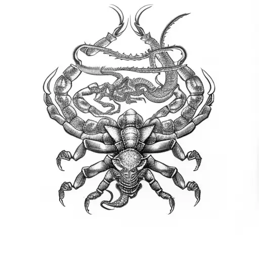 scorpion with dragon evil tattoo design idea