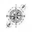 Compass with libra and dragon tattoo design idea