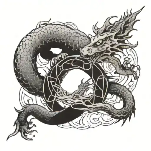 ouroboros dragon wrapped tattoo design idea