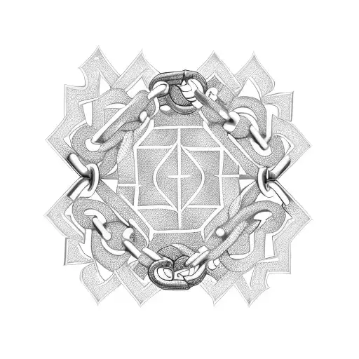 4 chain links in Diamond shape tattoo design idea