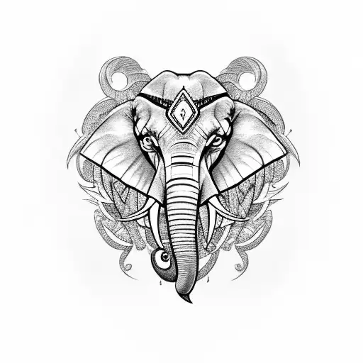 elephant wolf lion  tattoo design idea