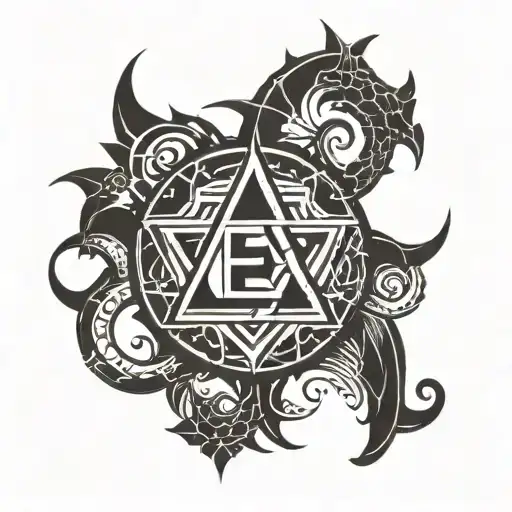 A tattoo design incorporating symbols of ENFJ personality traits and atheism, reflecting your beliefs and identity tattoo design idea