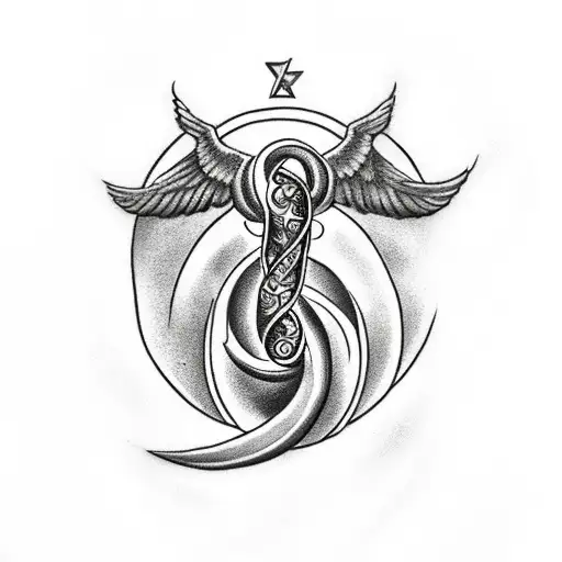 black and white uterus surrounded by a divine halo, communism and socialism tattoo design idea