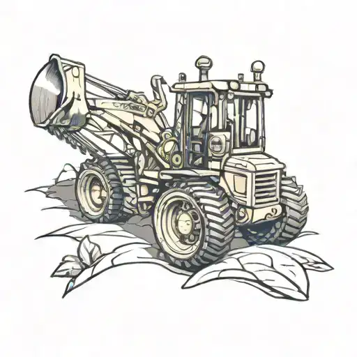 bulldozer and excavator digging tattoo design idea