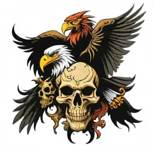 eagle and skull and demon tattoo design idea