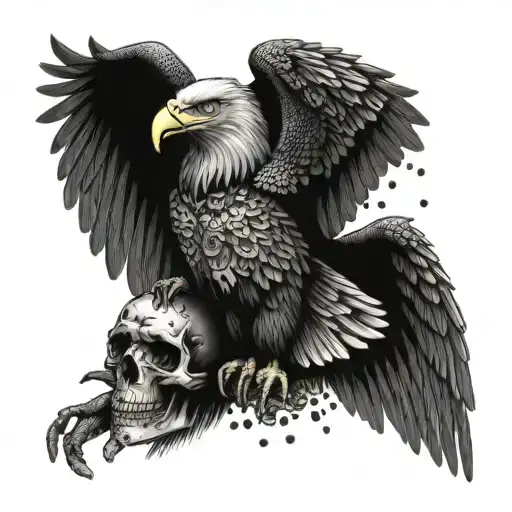 eagle and skull and demon slayer tattoo design idea