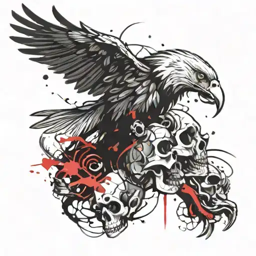eagle and skull and demon tattoo design idea