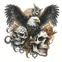eagle and skull and demon slayer tattoo design idea