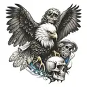 eagle and skull and demon slayer tattoo design idea
