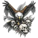 eagle and skull and demon slayer tattoo design idea