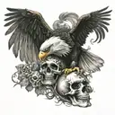 eagle and skull and demon slayer tattoo design idea