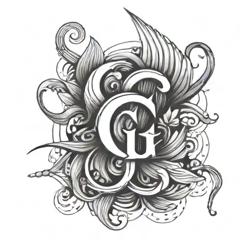 minimalist tattoo with letters G and V tattoo design idea
