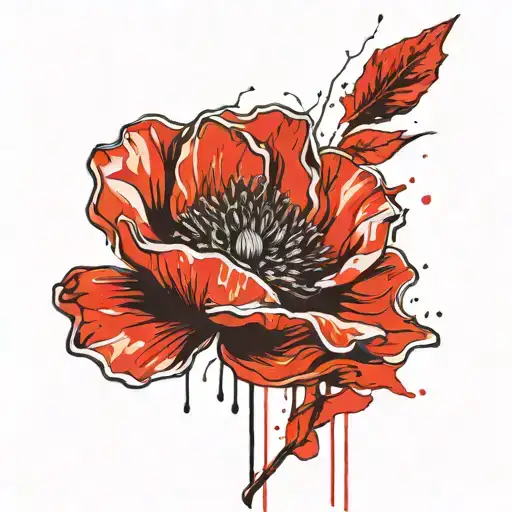 POPPY FLOWER KISS LIPS tattoo design idea