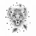 lotus flower with leopard print background tattoo design idea